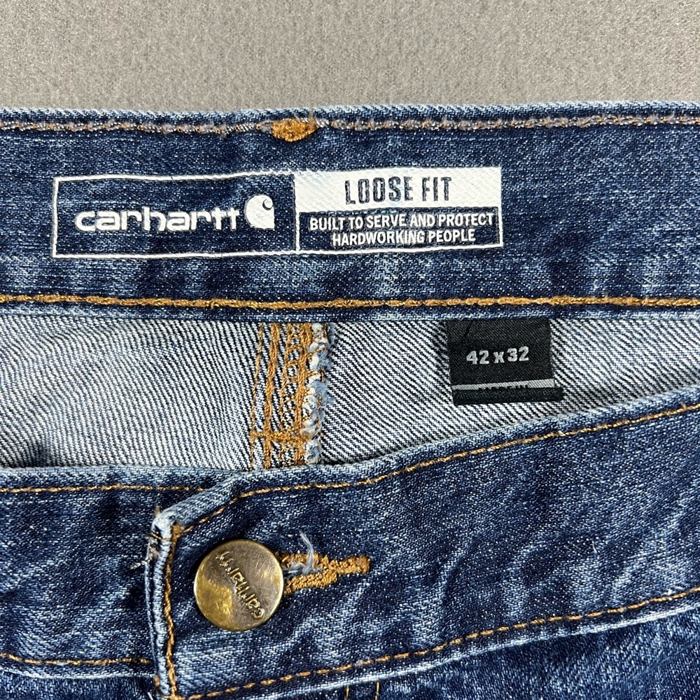 Carharrt Men’s Loose Fit Denim Carpenter Jeans Men Size 42x32 - Picture 4 of 11